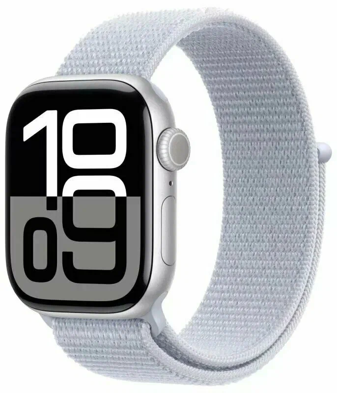 умные часы apple watch s10 46 mm silver  blue cloud sport loop