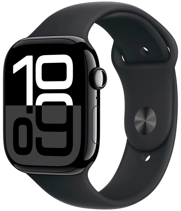 умные часы apple watch s10 46 mm jet black aluminum case sport band m/l