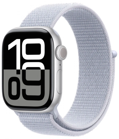 умные часы apple watch s10 42 mm silver  blue cloud sport loop