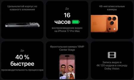 смартфон apple iphone 17 pro 512 гб, "cеребристый" | silver (esim)