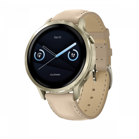 умные часы watch garmin venu 4 41 mm lunar gold leather 010-03013-00